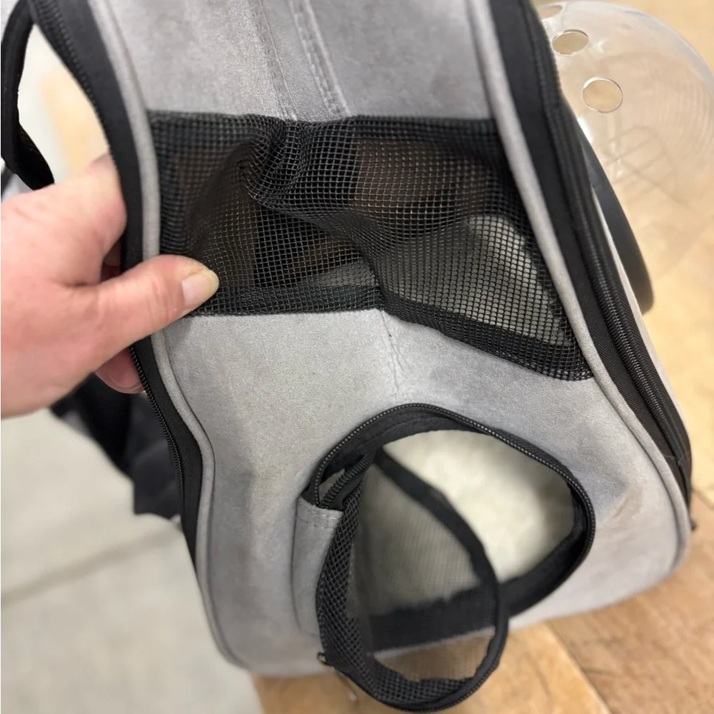 Gray Pet Carrier Backpack with Bubble Window